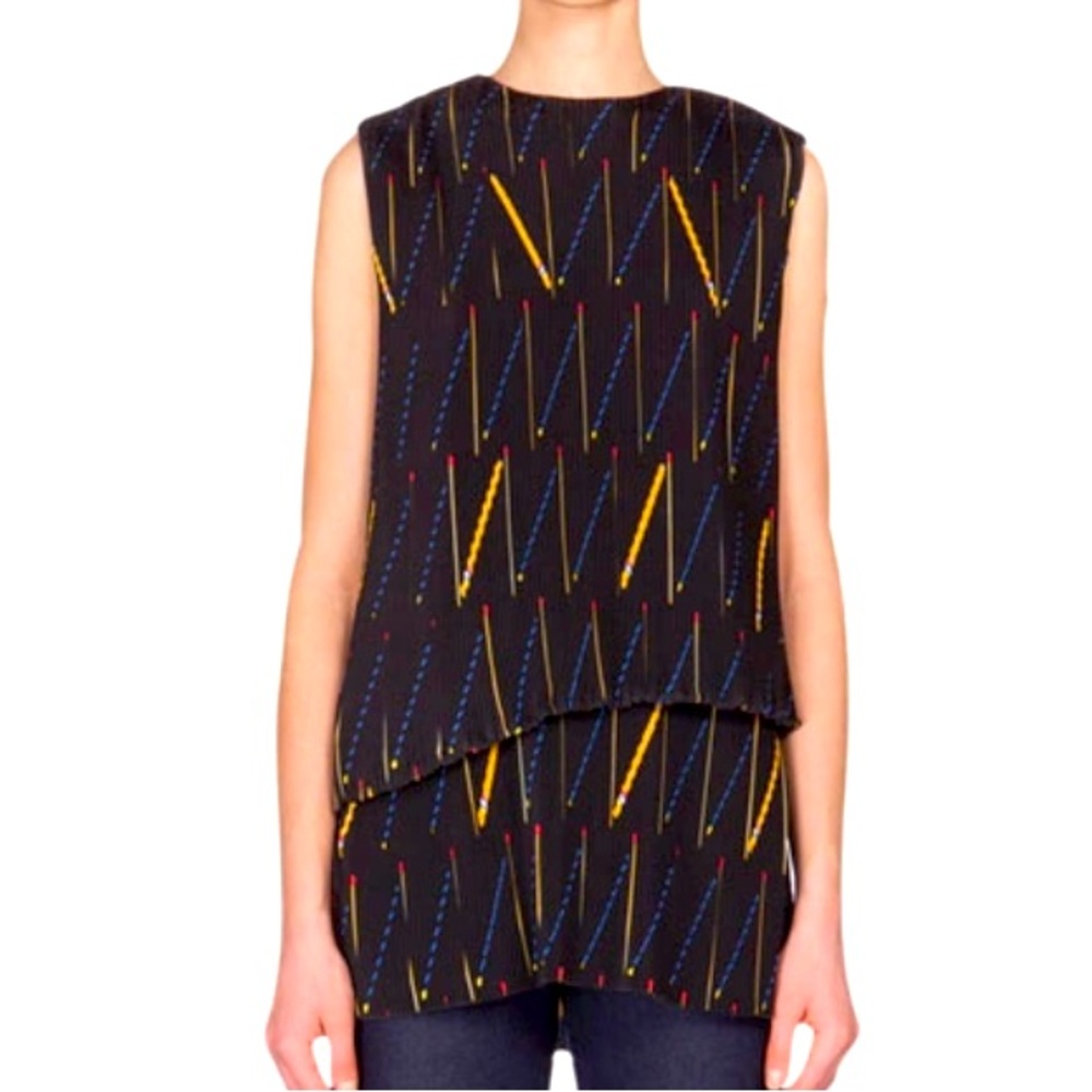 Victoria Beckham multicolor pleated blouse size 2